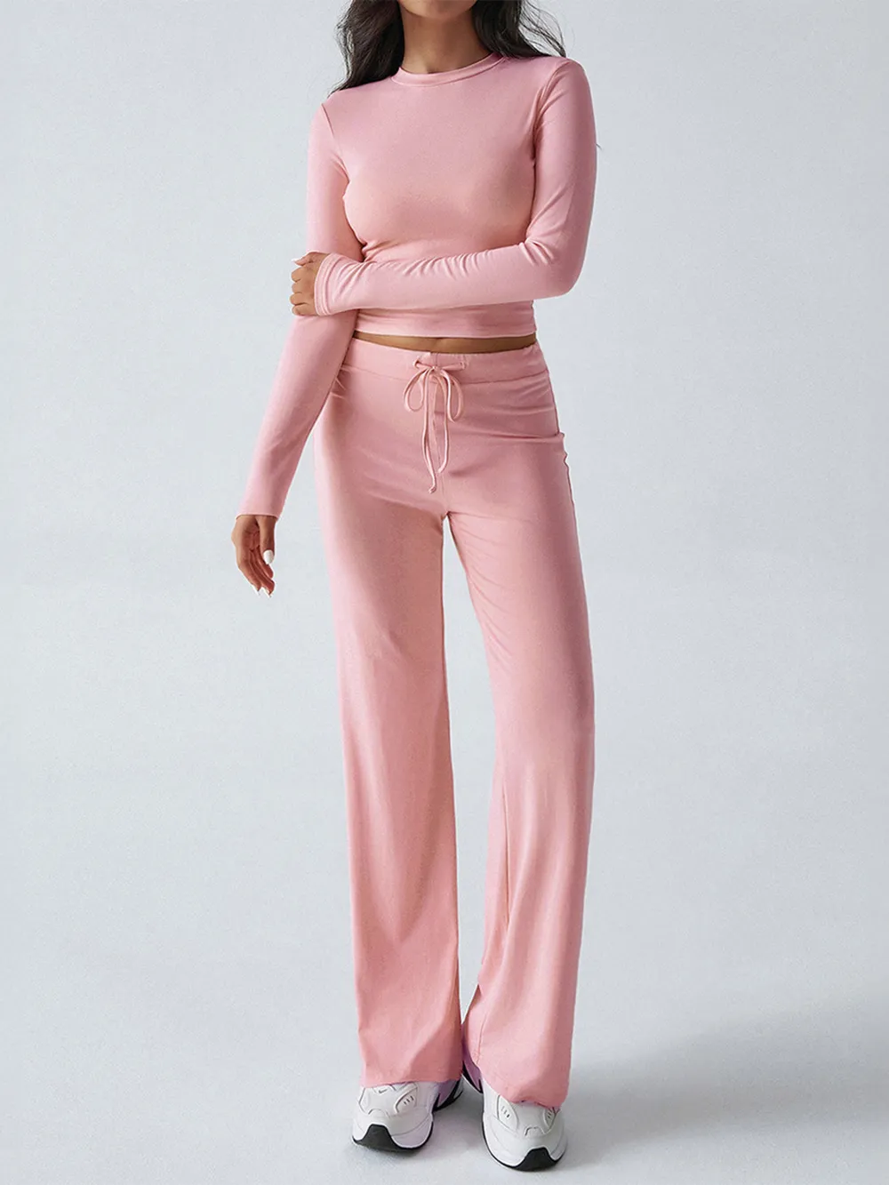 Round Neck Long Sleeve Top and Pants Set, image 14
