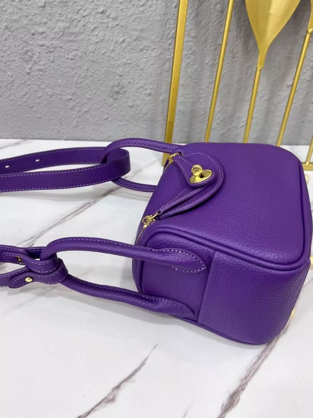 Gold-Tone Hardware Leather Crossbody Bag, image 21