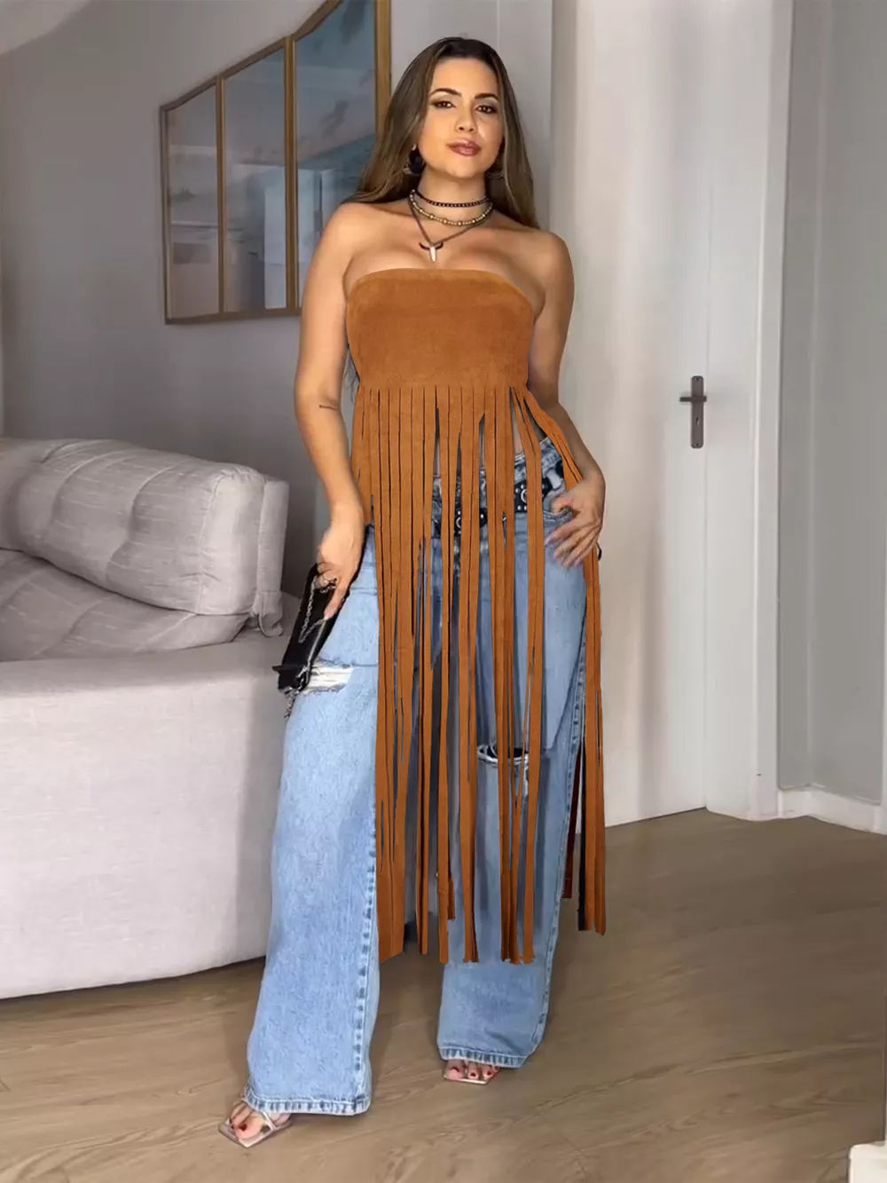 Fringe Trim Tube Top, image 2