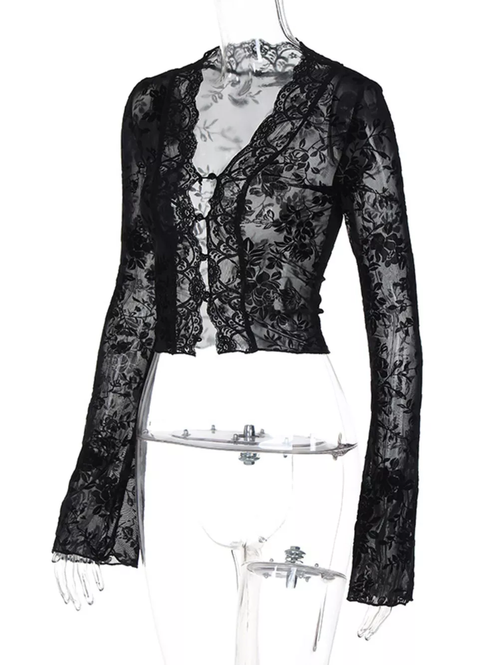 Lace Detail Long Sleeve Top, image 8
