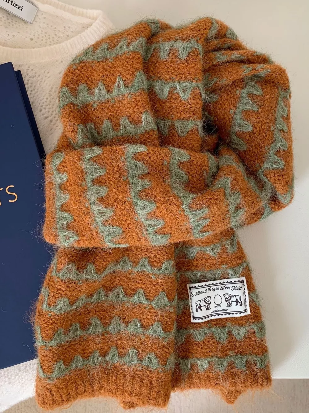Vintage Knitted Pattern Scarf, image 2