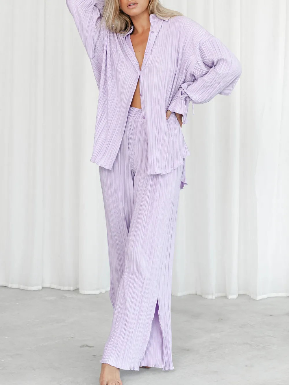 Button Up Long Sleeve Top and Pants Set, image 14