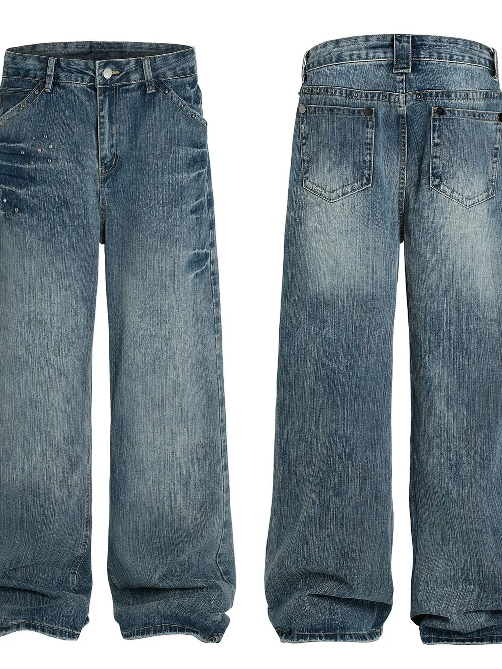 Men's Washed Wide Leg Jeans, image 4