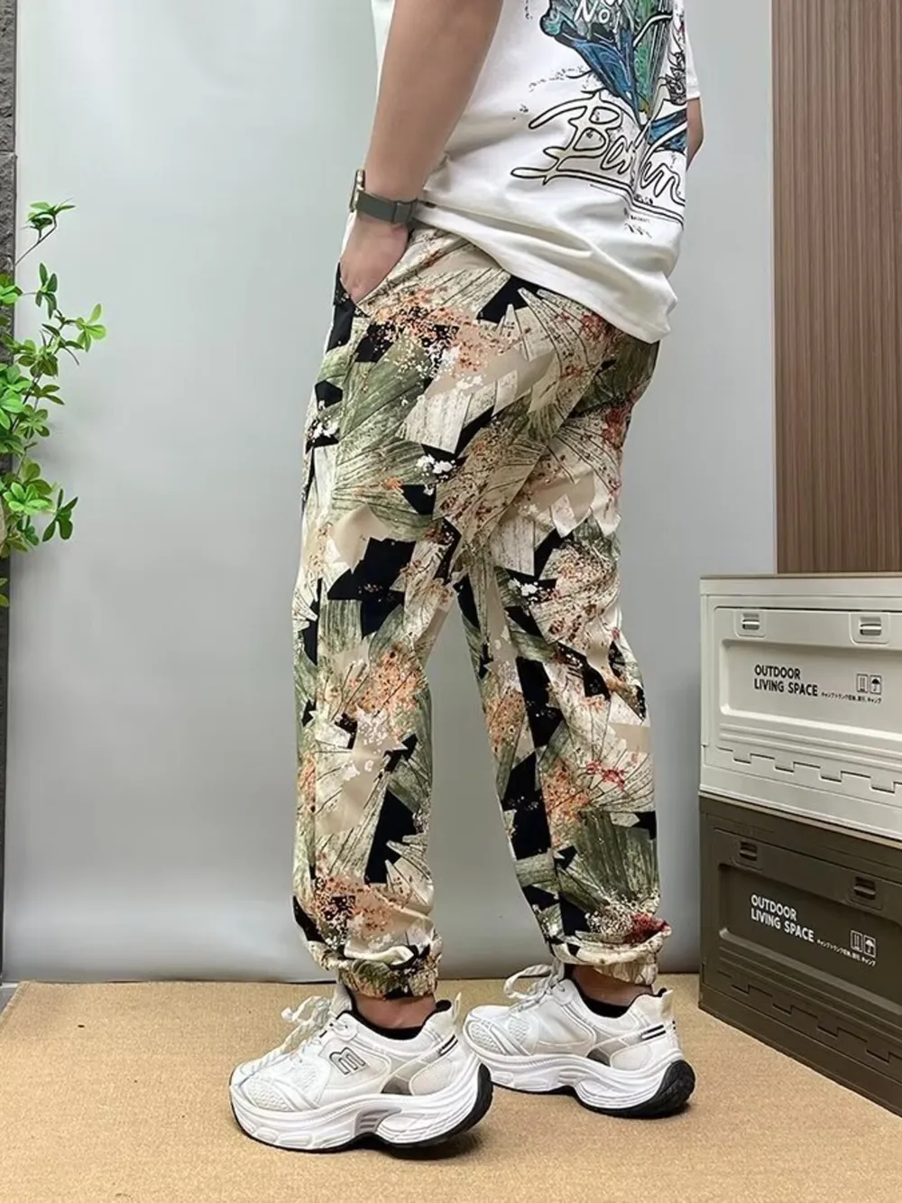 Men's Plus Size Drawstring Printed Joggers, image 2