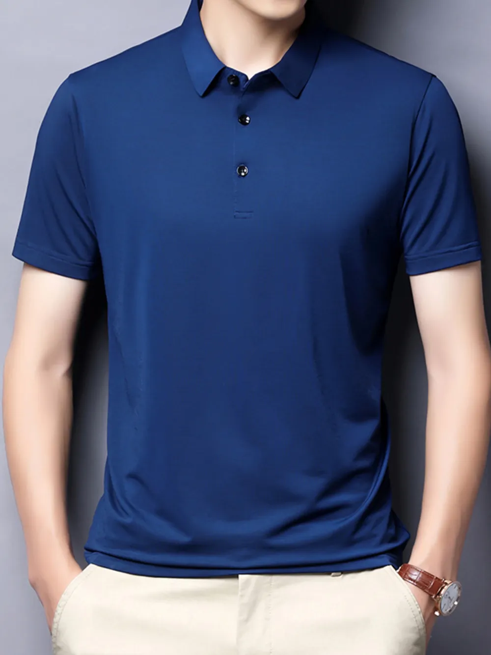 Men's Plus Size Button Detail Short Sleeve Polo, image 7