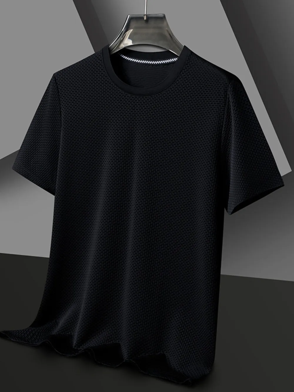 Men's Plus Size Breathable Texture Short Sleeve T-Shirt, image 6