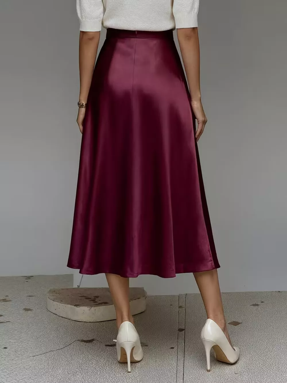 Satin Midi Skirt, image 5