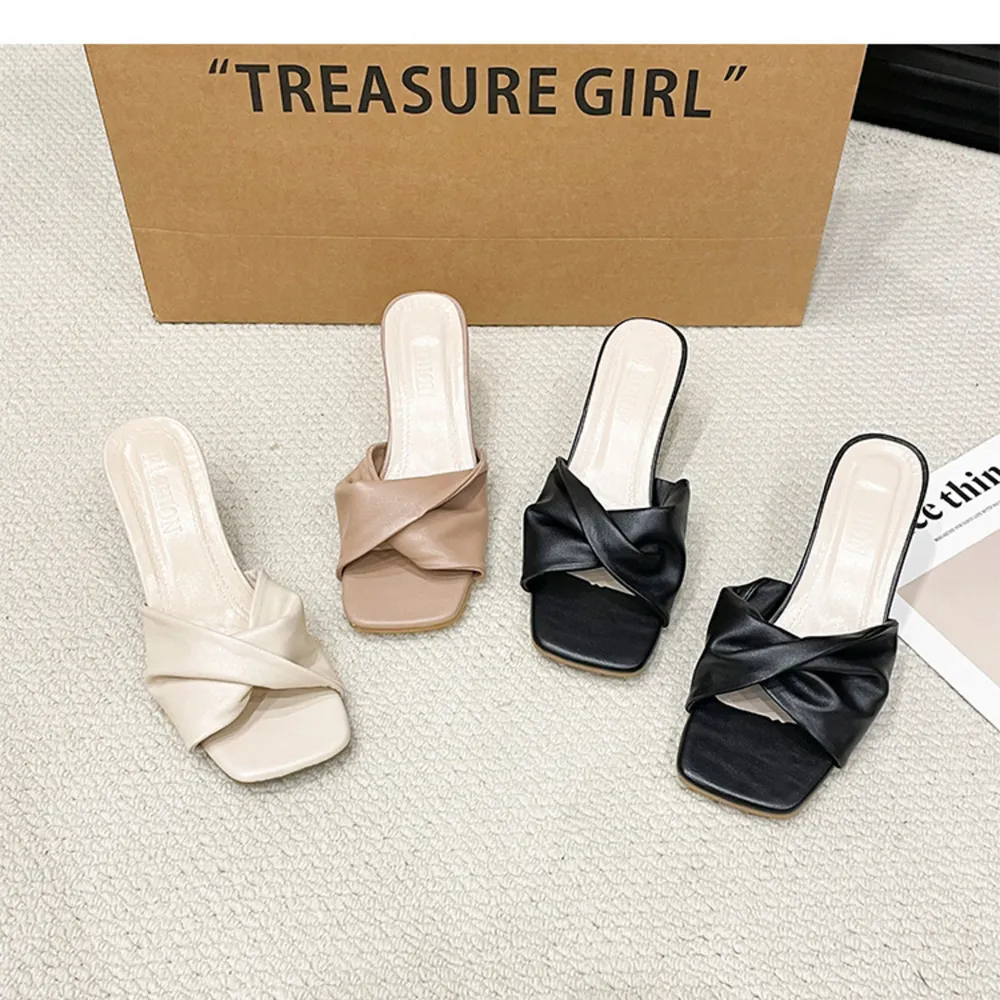 Open Toe Twisted Slide Sandals, image 2