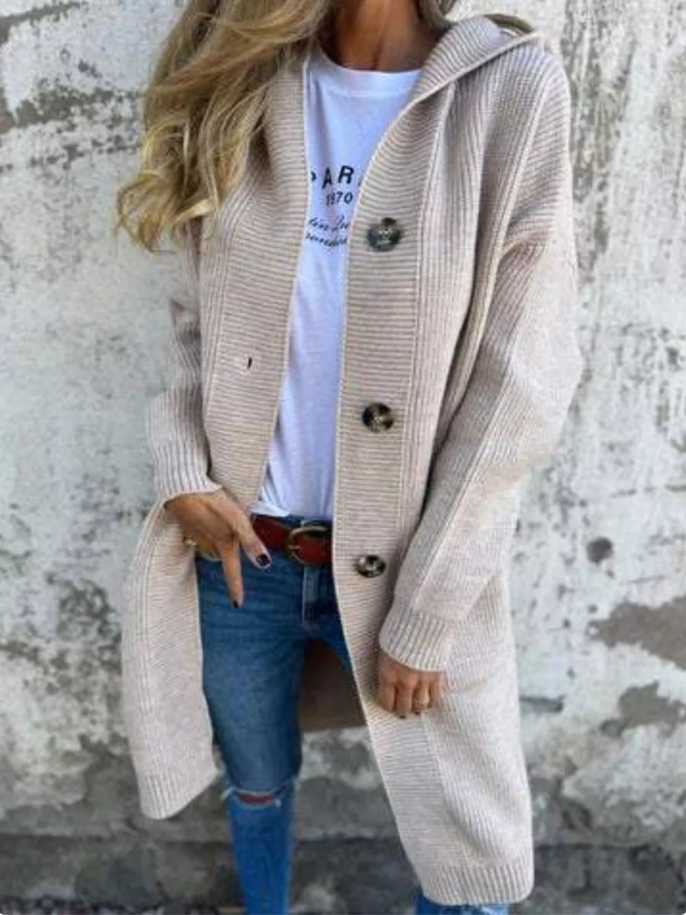 Full Size Button-Down Hooded Cardigan Plus Size, image 5