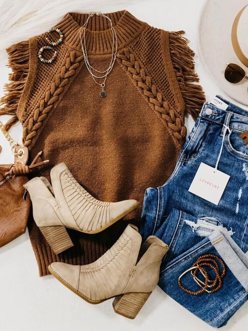 Braided Trim Fringe Sweater Top, image 6