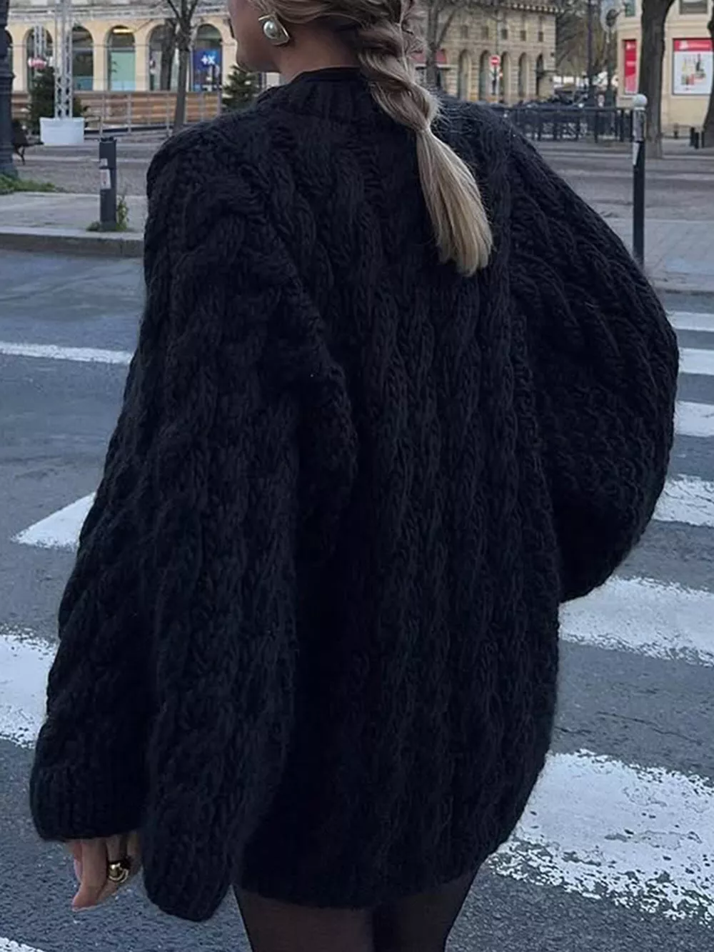 Cable Knit Round Neck Sweater, image 9