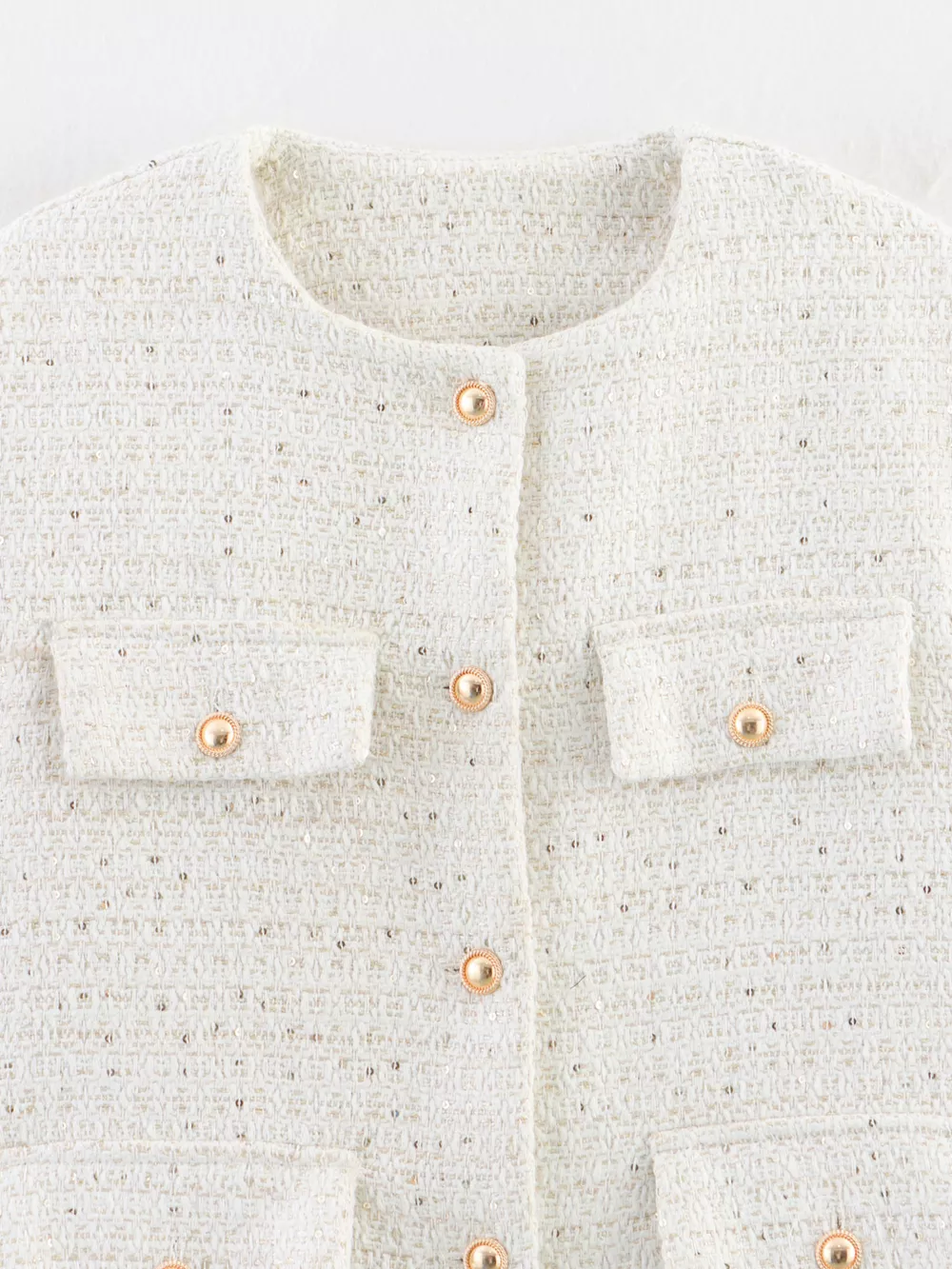 Tweed Button Up Cropped Outerwear, image 8