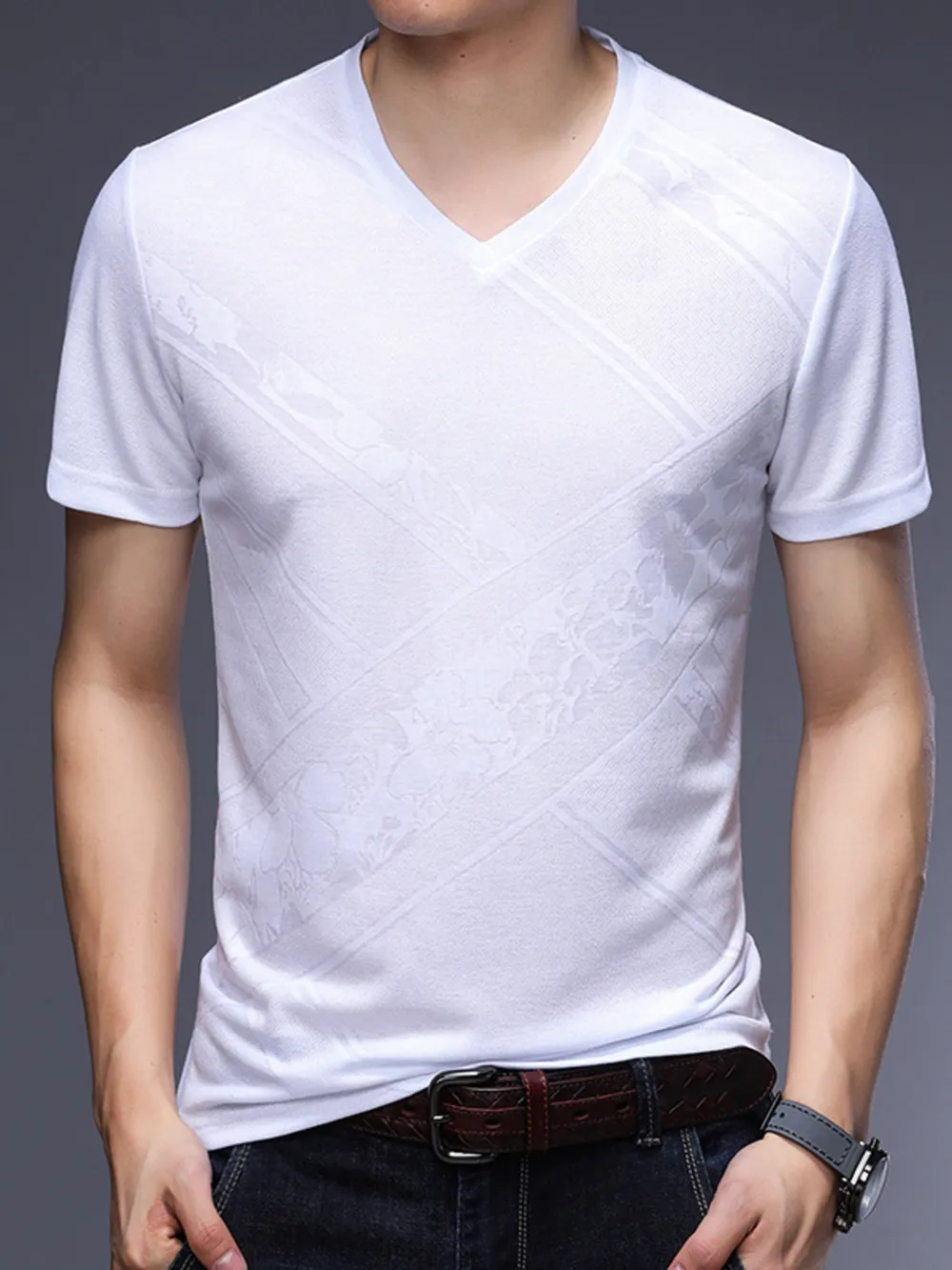 Men's Plus Size V-Neck Short Sleeve T-Shirt, image 2