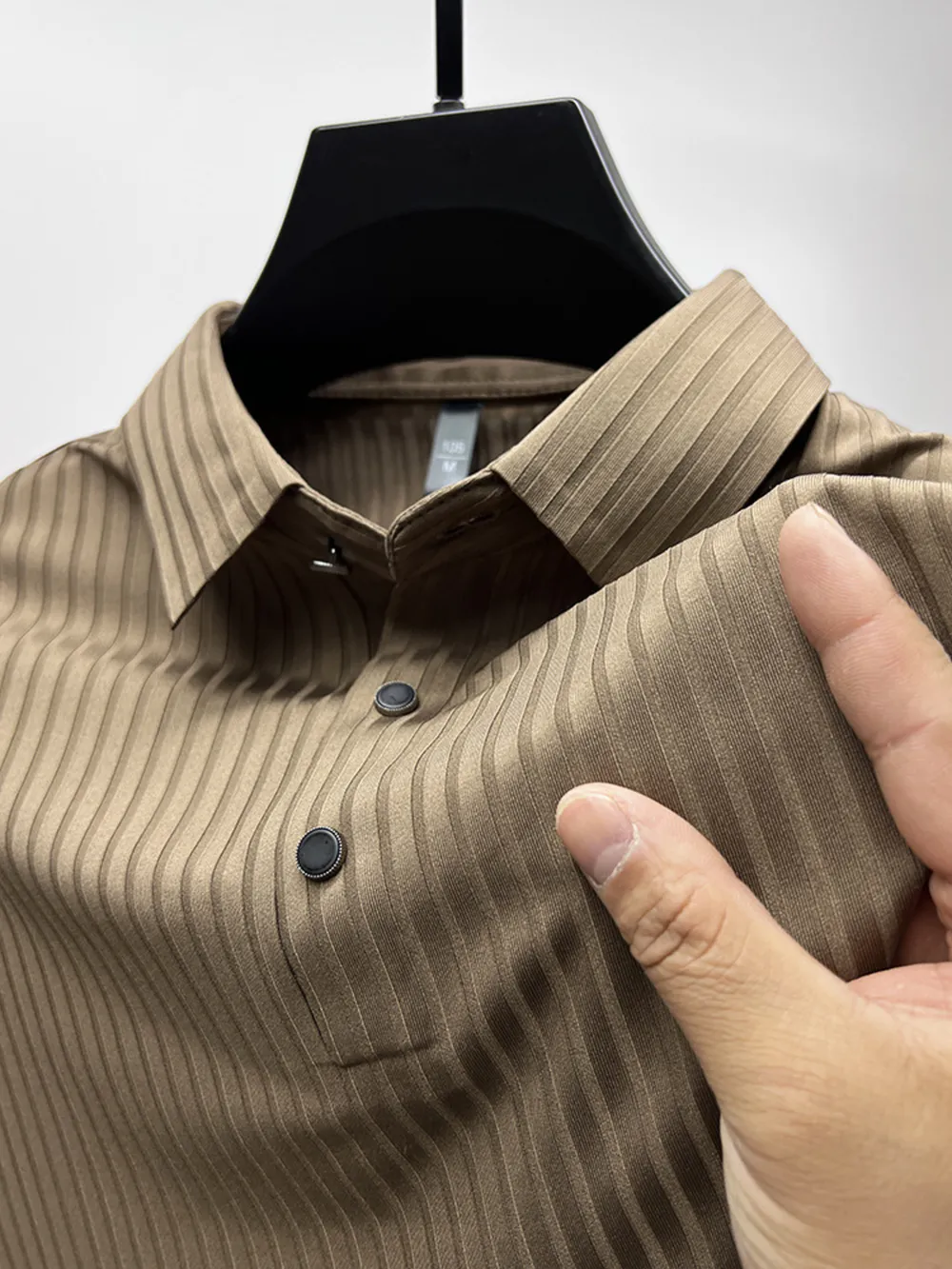 Men's Plus Size Ribbed Texture Short Sleeve Polo, image 9