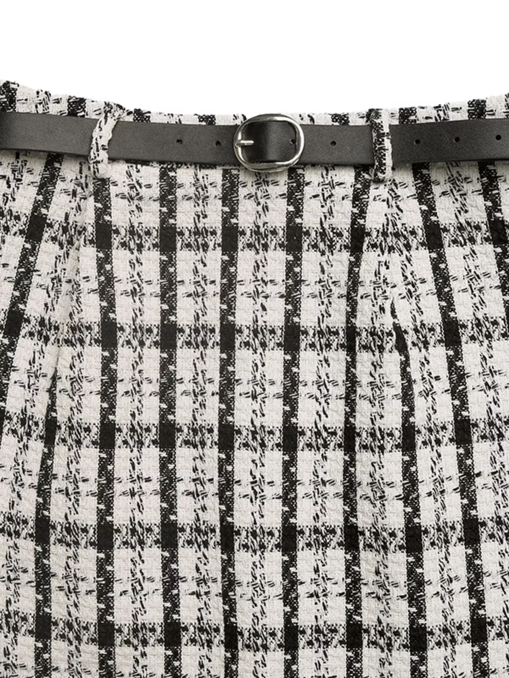 High-Waisted Tweed Plaid Midi Skirt, image 8