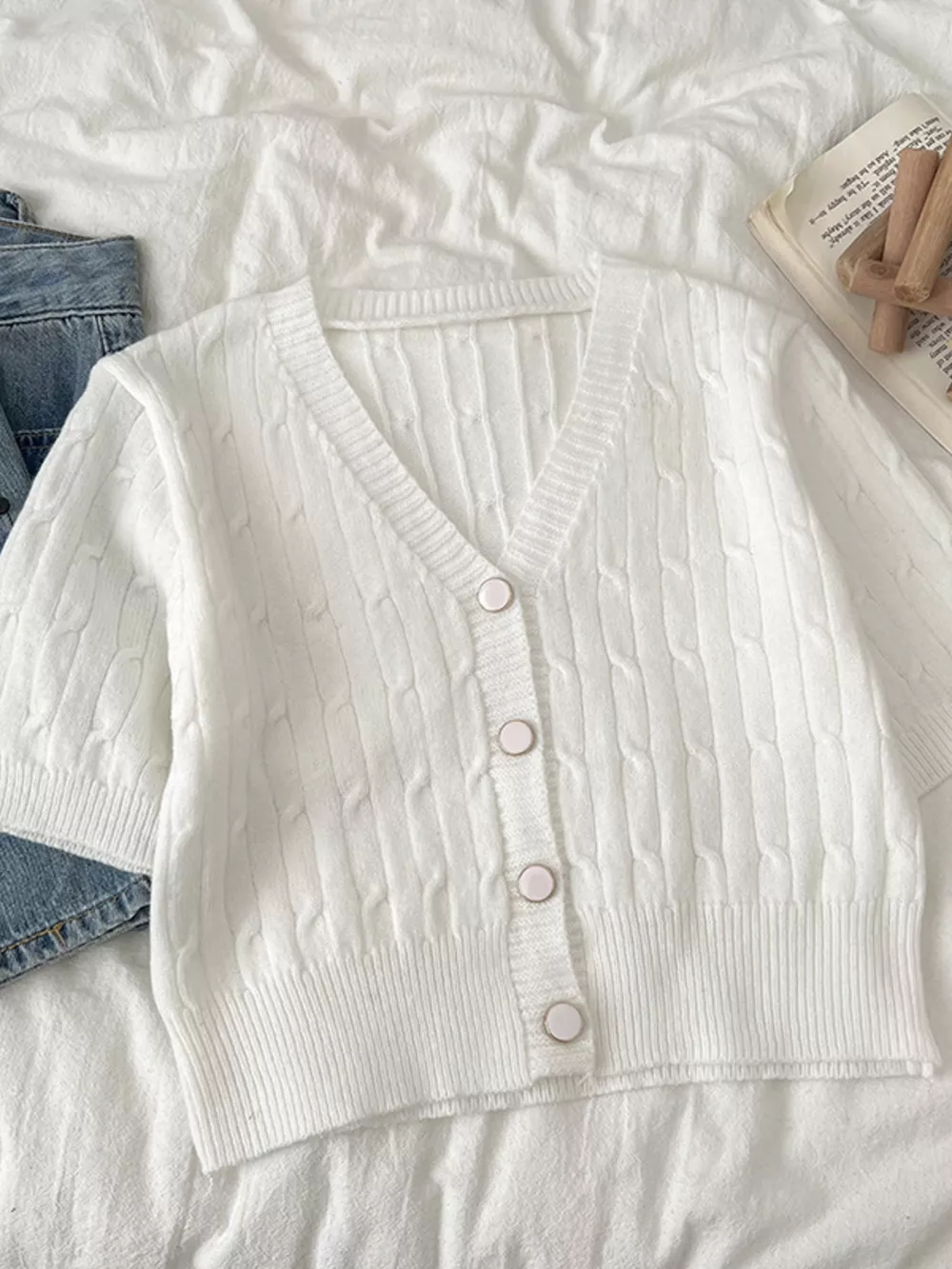 Texture Knit Button Down Cardigan, image 11