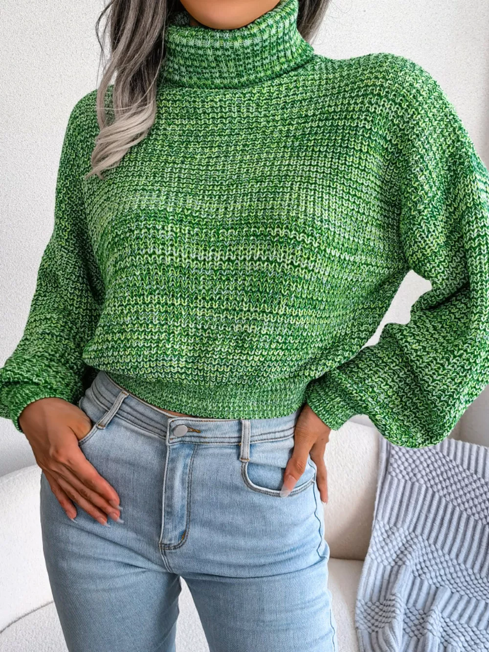 Turtleneck Dropped Shoulder Sweater, image 2