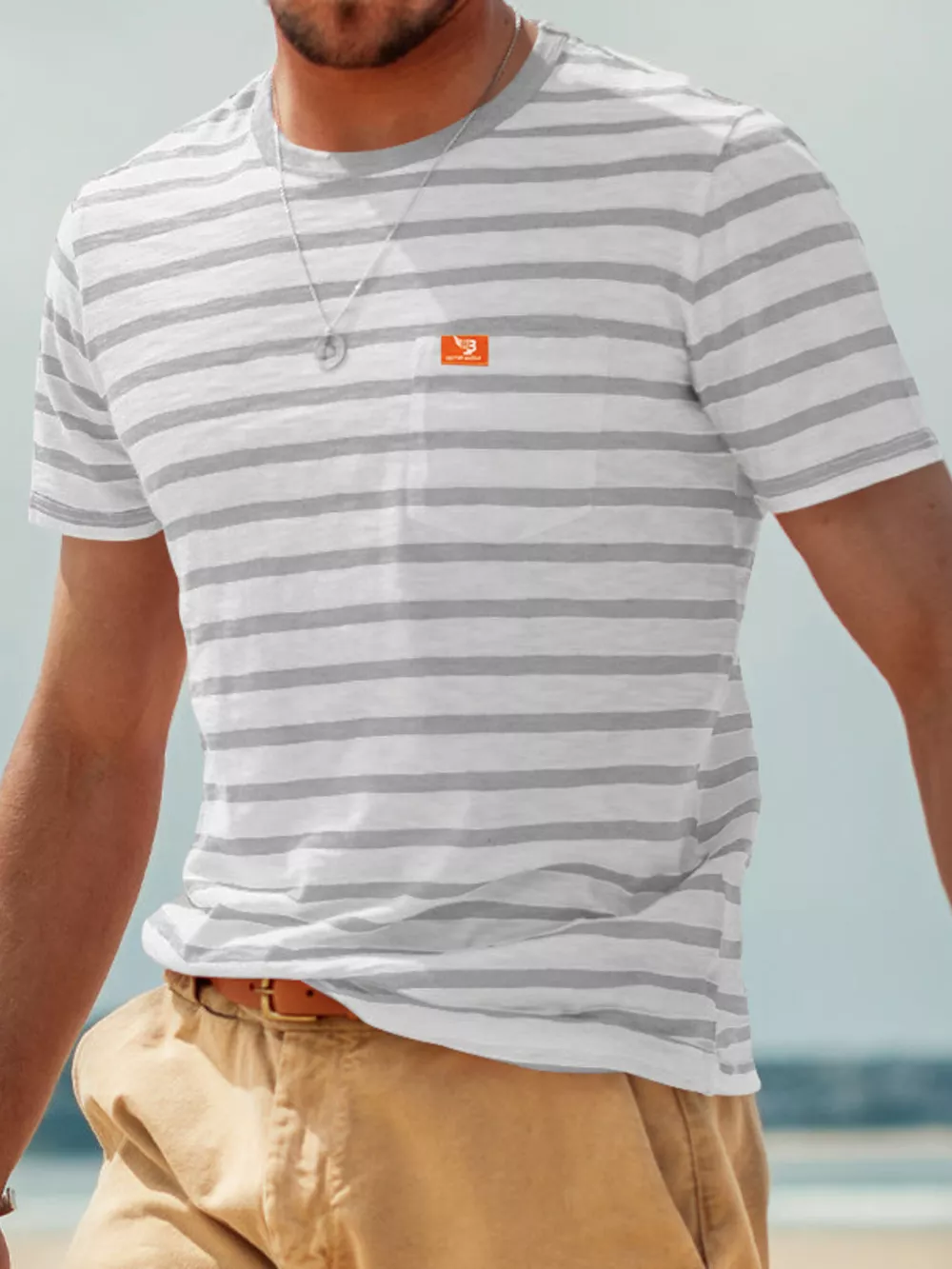 Men's Full Size Striped Pocket Short Sleeve T-Shirt Plus Size, image 5