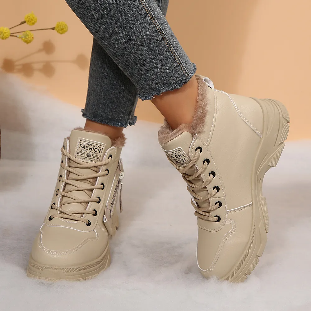Premium Lace-Up Combat Boots with Fleece Line, image 4