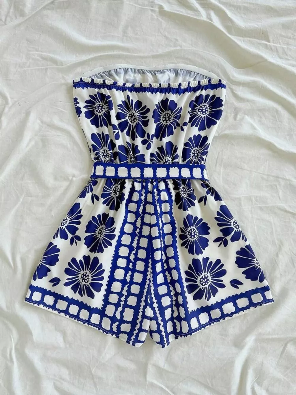 Strapless Tie Waist Romper, image 3