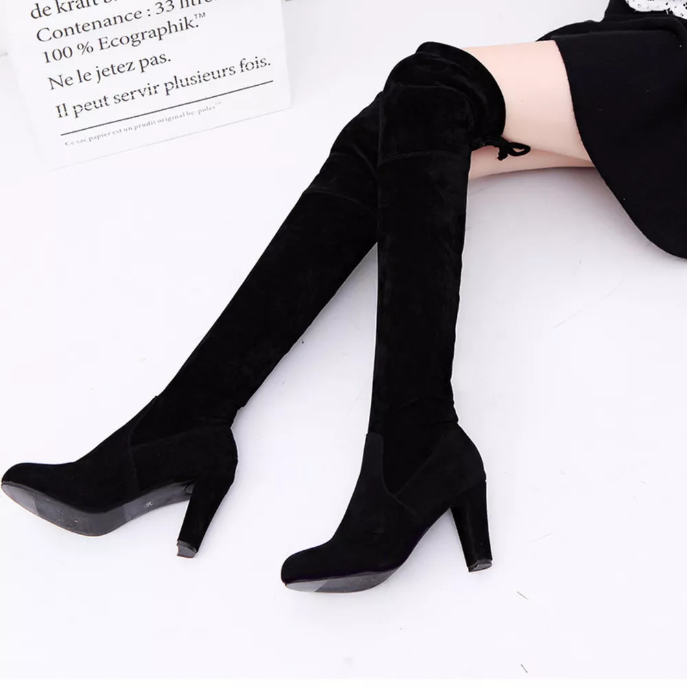 Round Toe Block Heels Boots