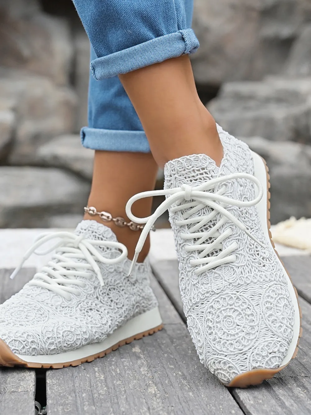 Mesh Lace Up Sneakers, image 8