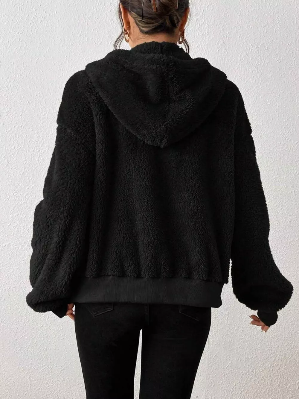 Zip-Up Plush Hooded Outerwear, image 2