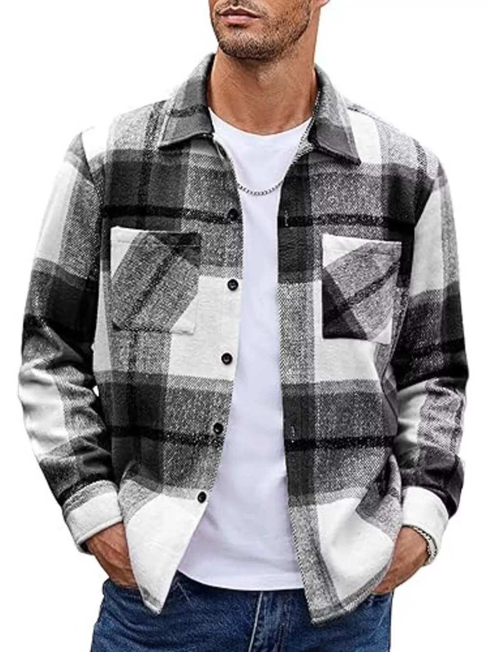Men's Full Size Casual Plaid Button Up Shirt Plus Size, image 11