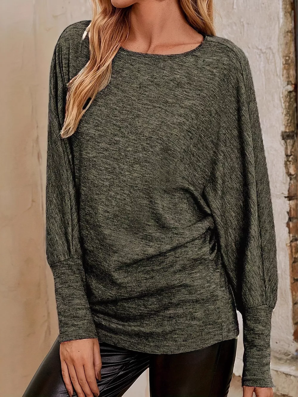 Round Neck Long Sleeve Relaxed Fit T-Shirt, image 2