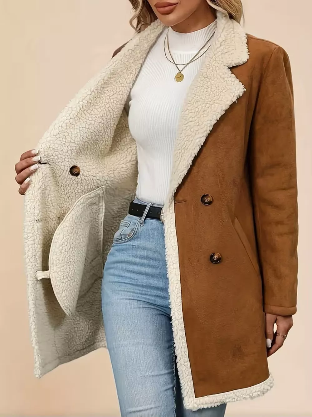 Double-Breasted Fleece Outerwear, image 3