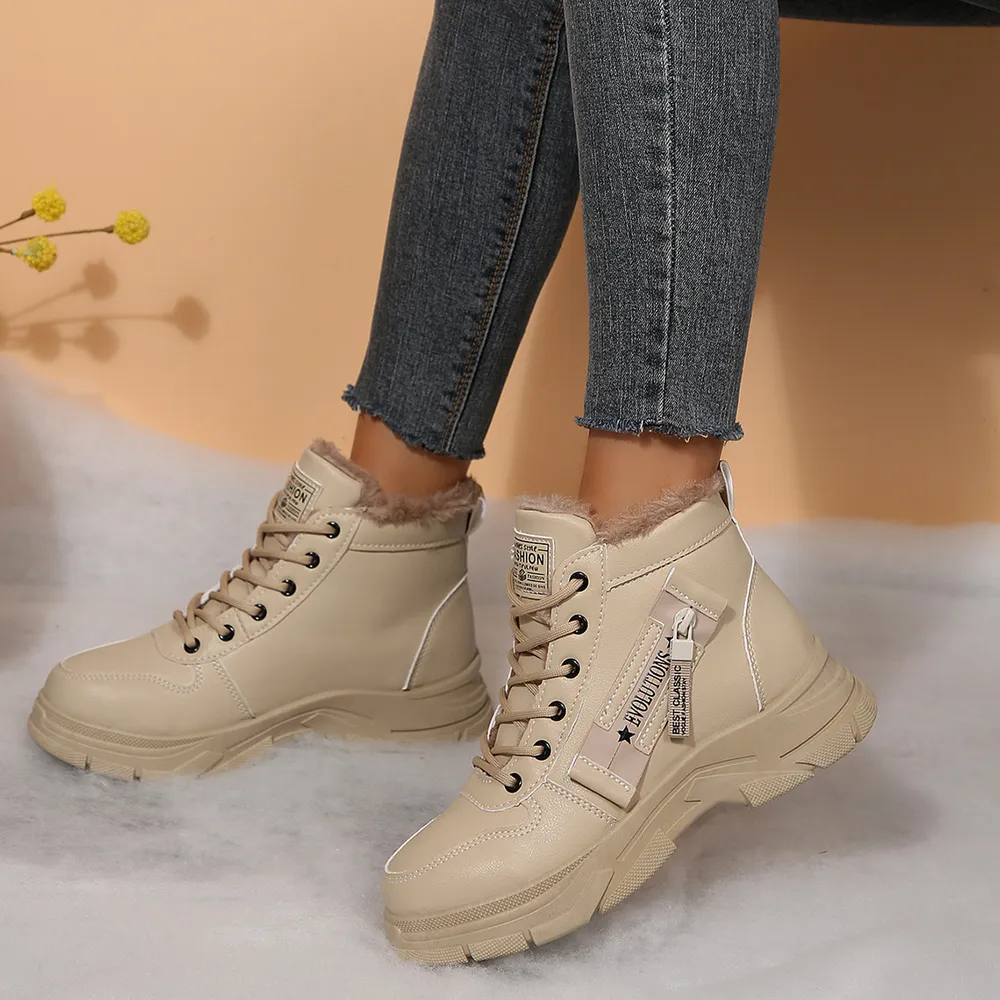Premium Lace-Up Combat Boots with Fleece Line, image 5