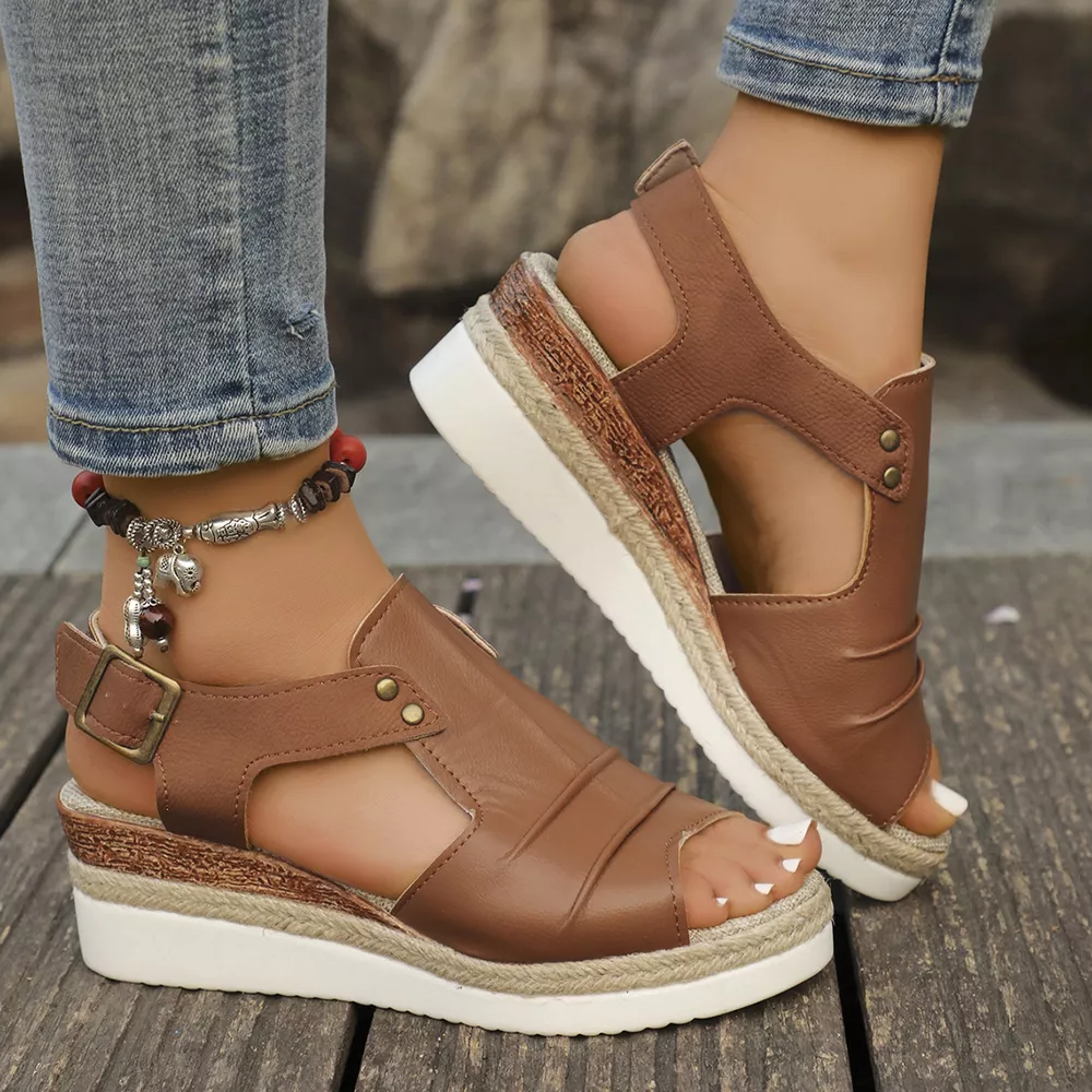 Peep Toe Wedge Sandals, image 10