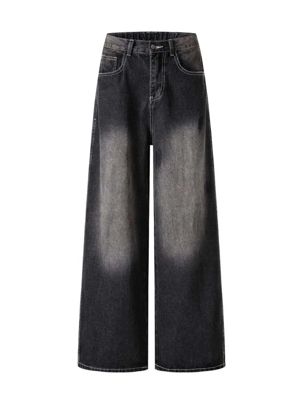 Men's Vintage Washed Wide Leg Denim Jeans, image 2