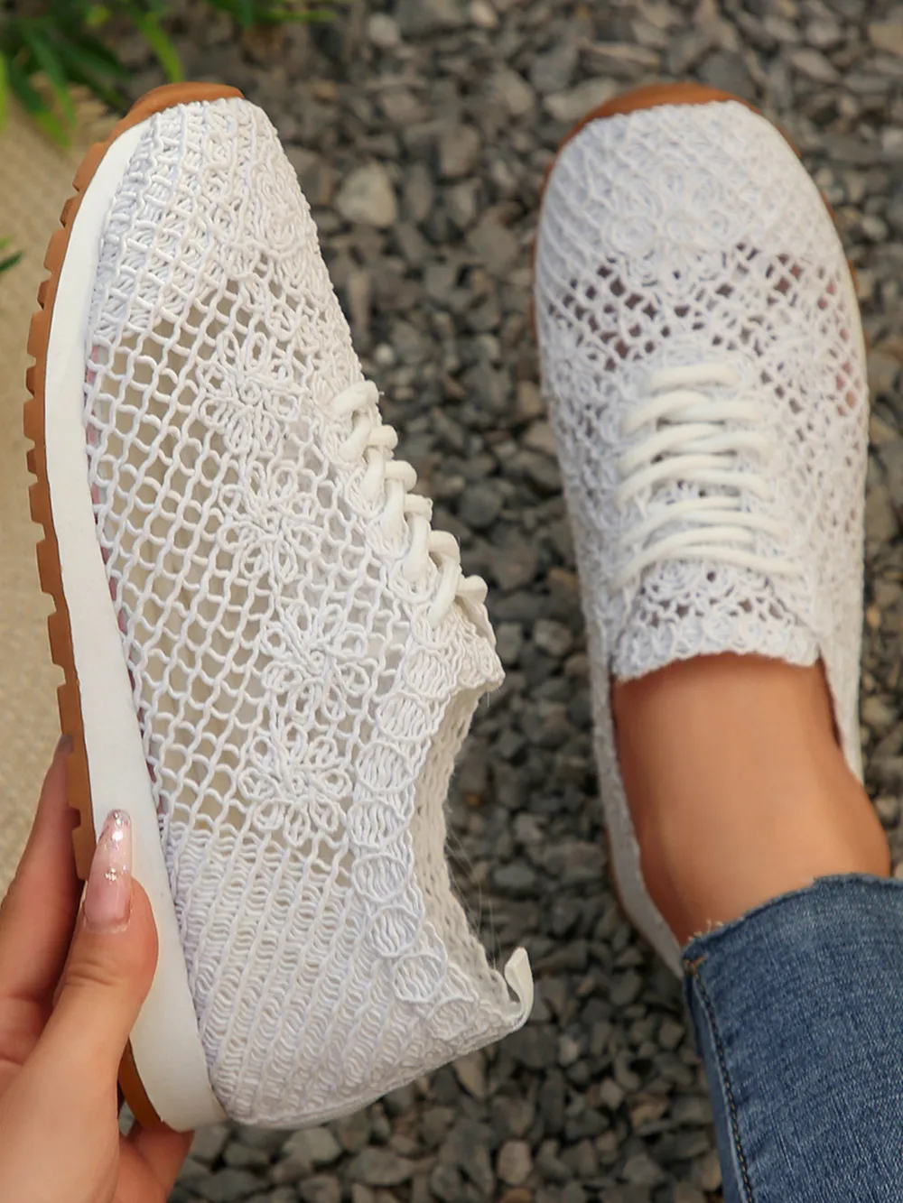 Breathable Mesh Lace-Up Sneakers, image 9