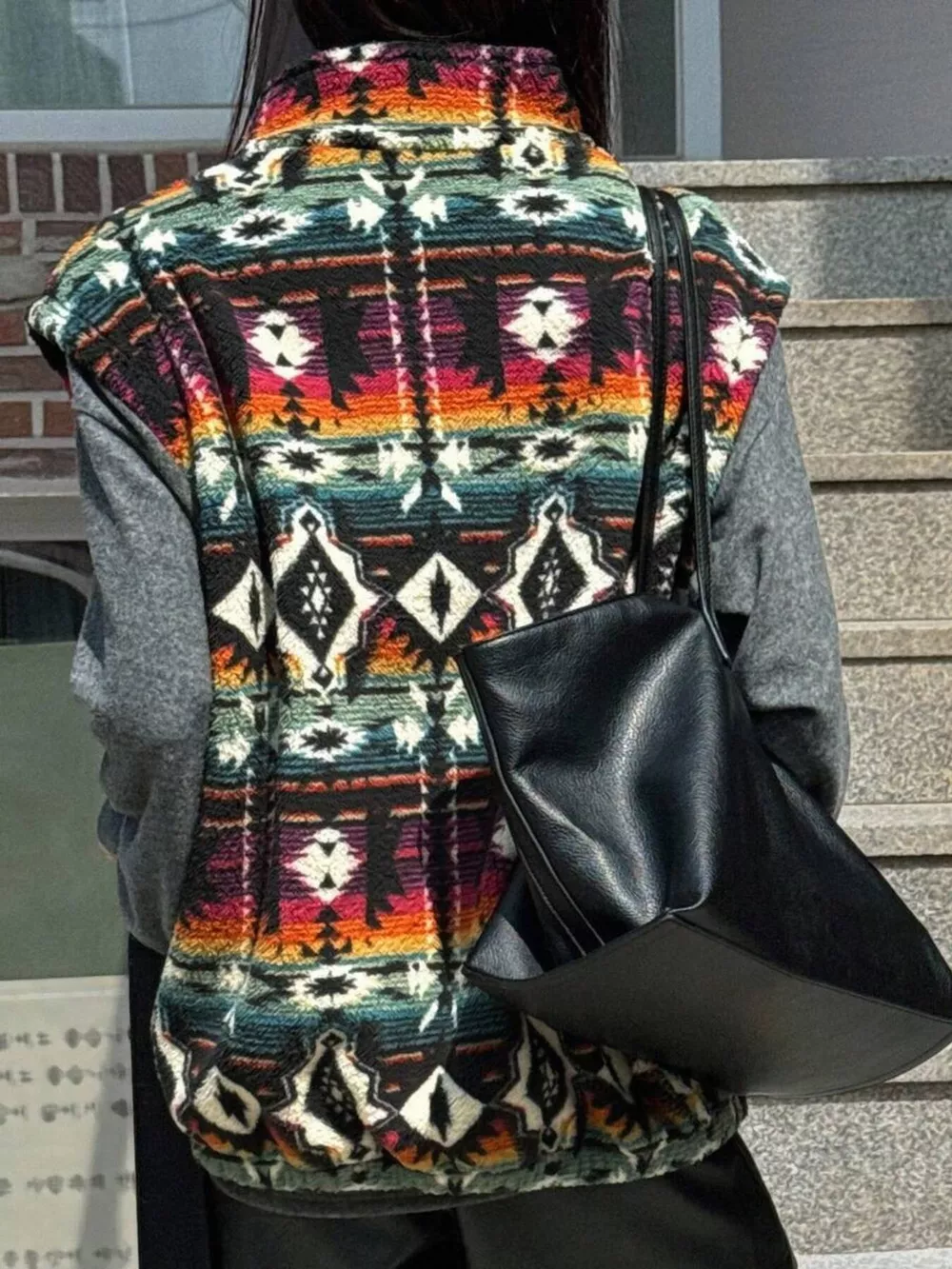 Geometric Fleece Vest Coat, image 4