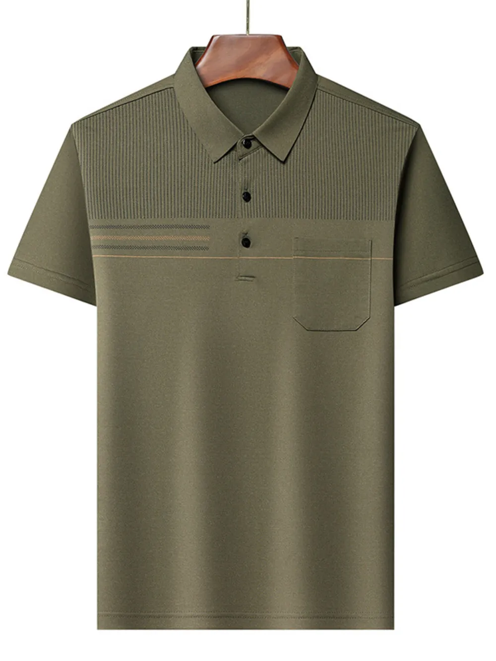Men's Plus Size Classic Textured Stripe Casual Polo Shirt, image 5