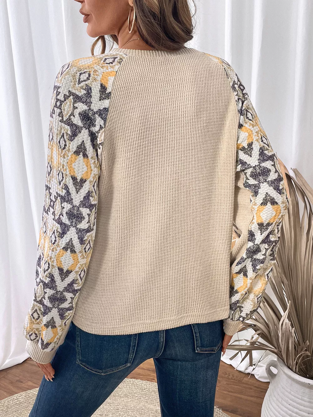 Geometric Pattern Long Sleeve T-Shirt, image 7