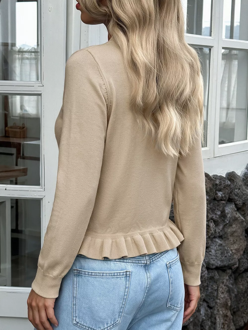 Ruffle Hem Button-Up Cardigan, image 6