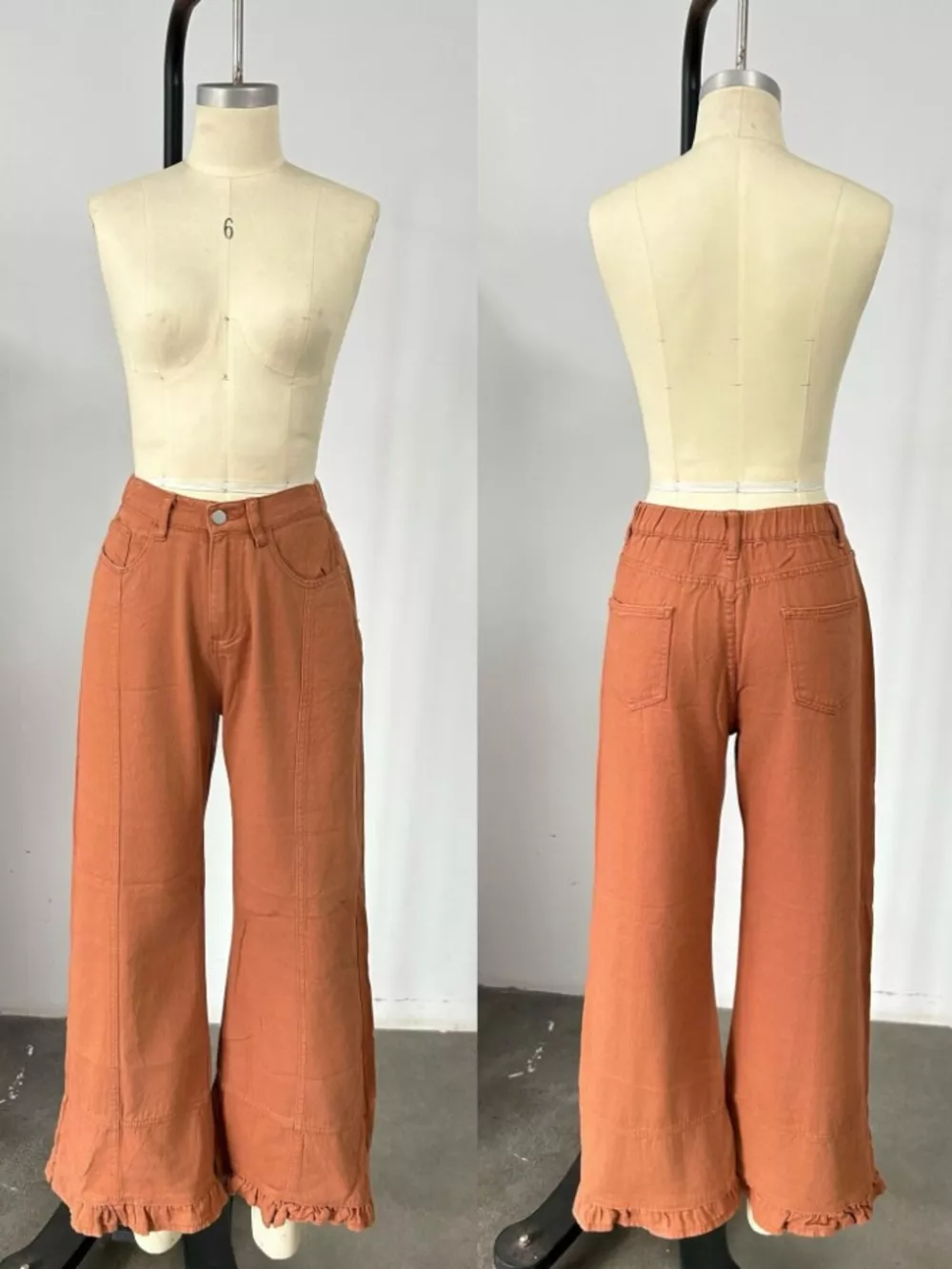 Full Size High-Waisted Wide-Leg Ruffle Hem Jeans Plus Size, image 11