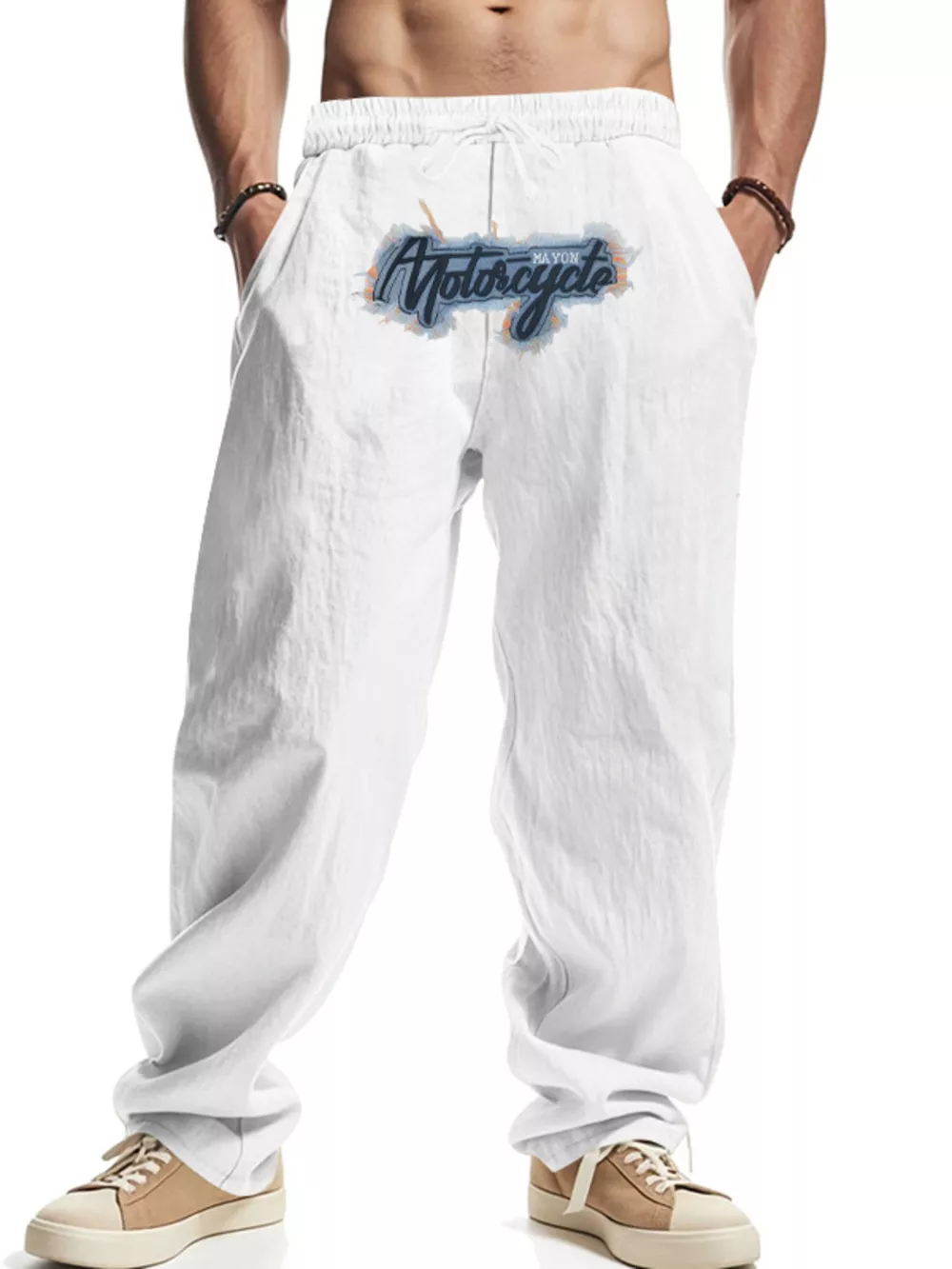 Men's Full Size Drawstring Letter Casual Pants Plus Size, image 21
