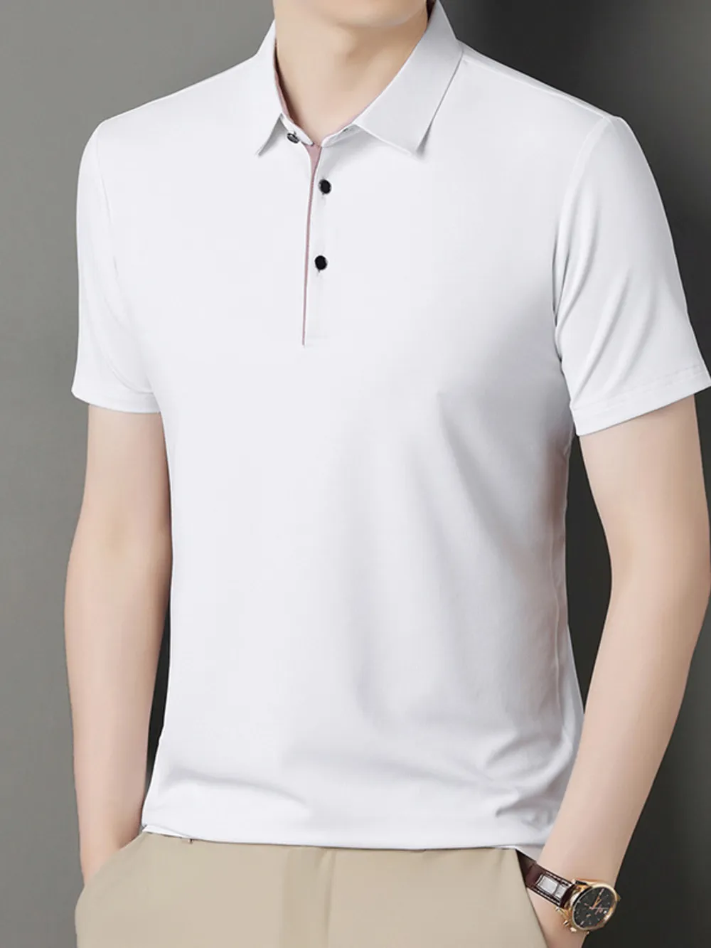 Men's Plus Size Button Detail Short Sleeve Polo, image 10