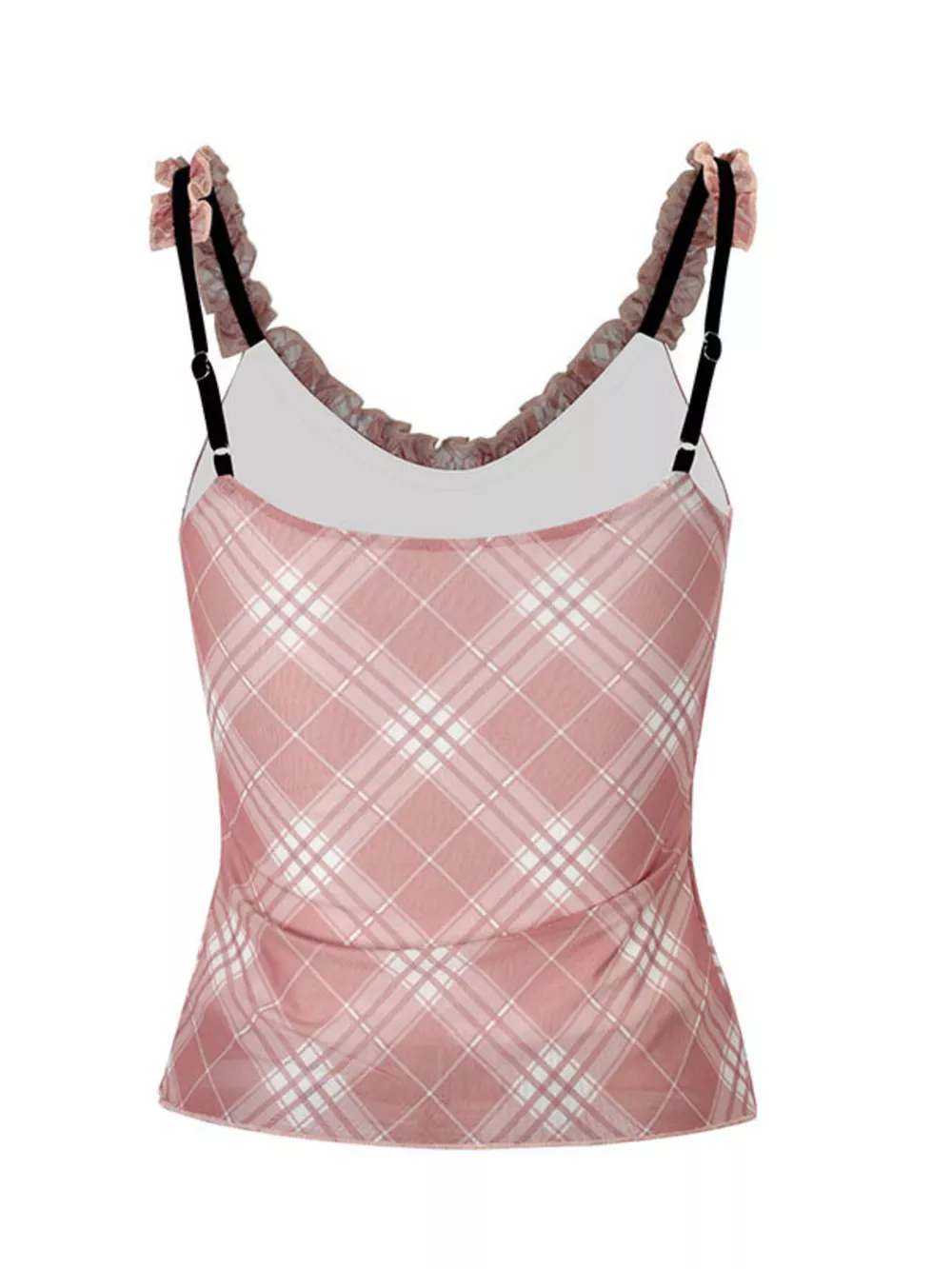 Plaid Ruffle Trim Cami, image 7