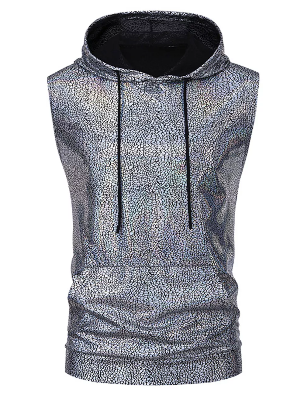 Men's Drawstring Sleeveless Hooded Top, image 2