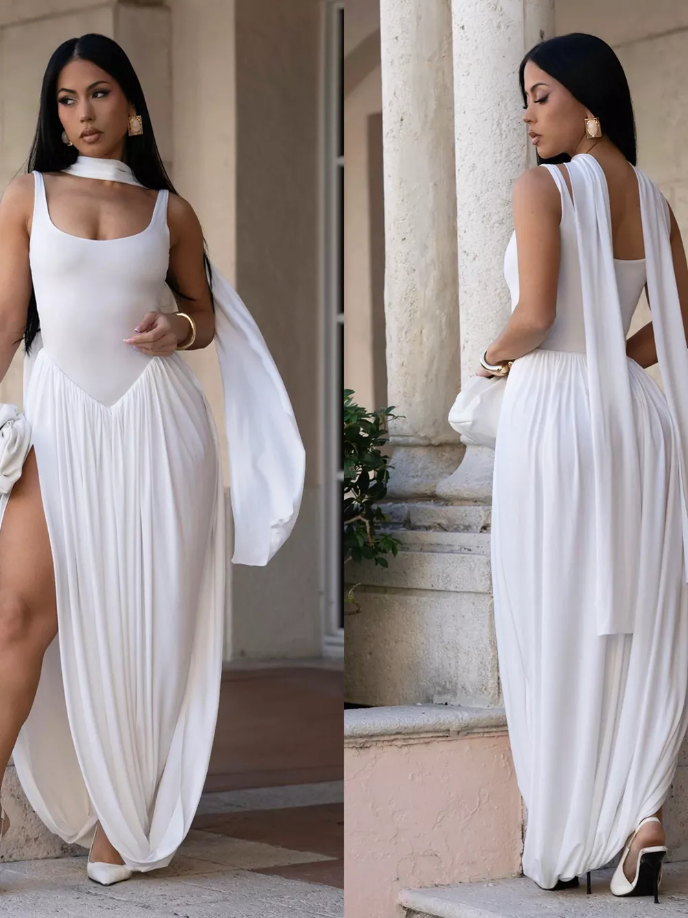 Scoop Neck Slit Maxi Dress, image 7