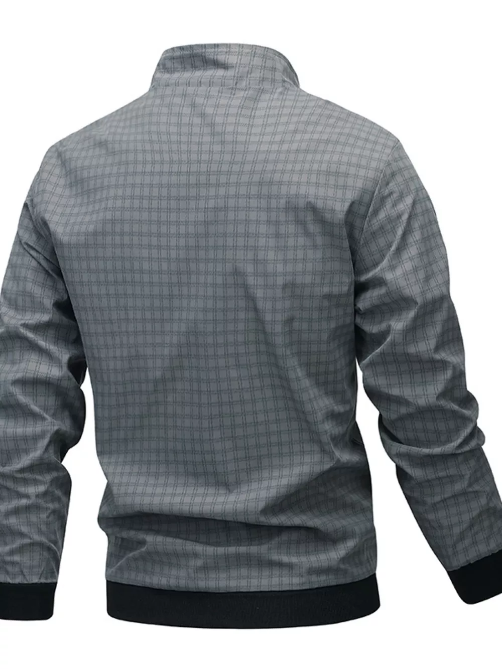 Men's Plus Size Plaid Lightweight Zip-Up Jacket, image 3