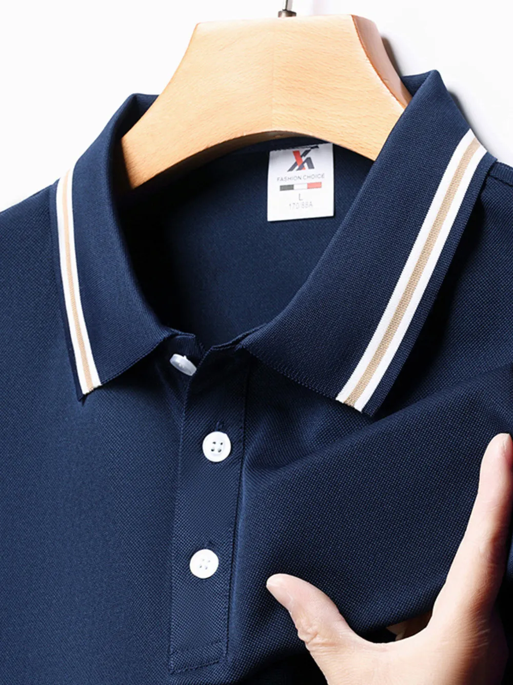 Men's Plus Size Classic Striped Collar Polo Shirt, image 3