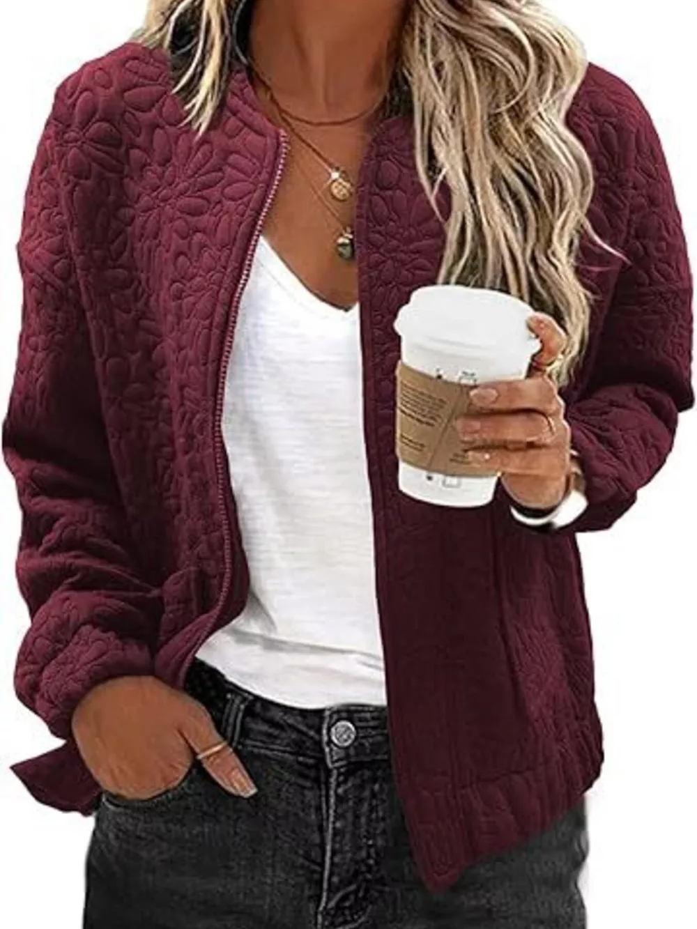 Floral Quilted Zip Up Jacket, image 16