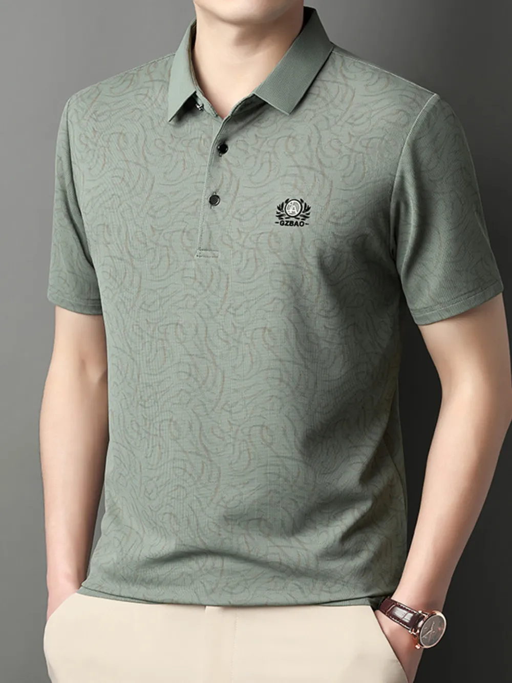 Men's Full Size Button Detail Short Sleeve Polo Plus Size, image 8