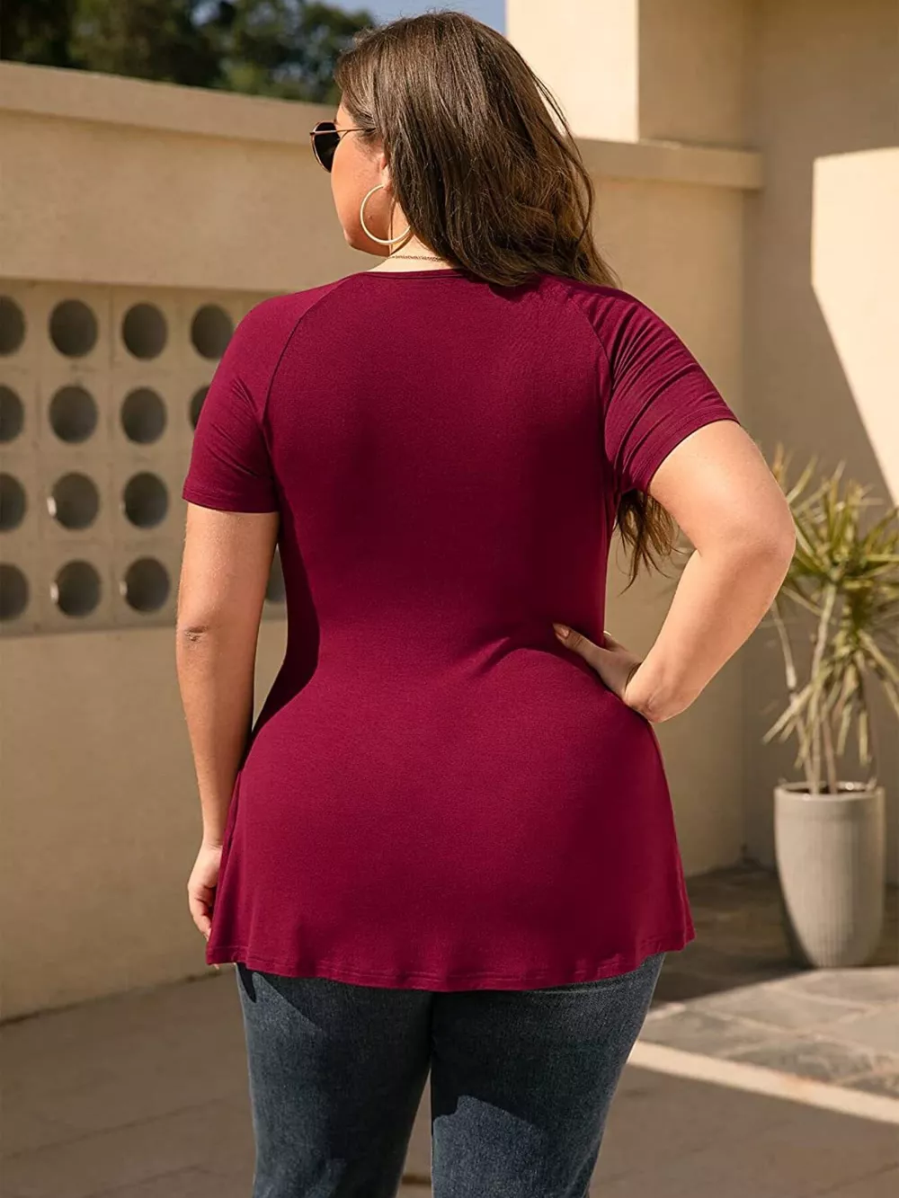 Plus Size Surplice Short Sleeve T-Shirt, image 5