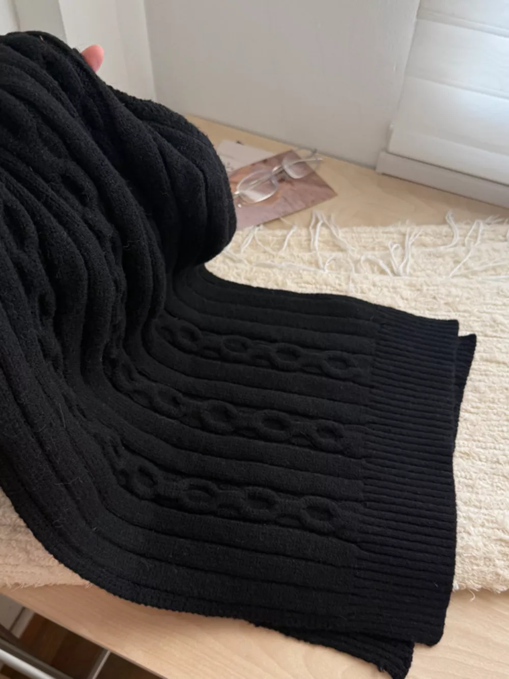 Textured Knit Winter Scarf, image 4